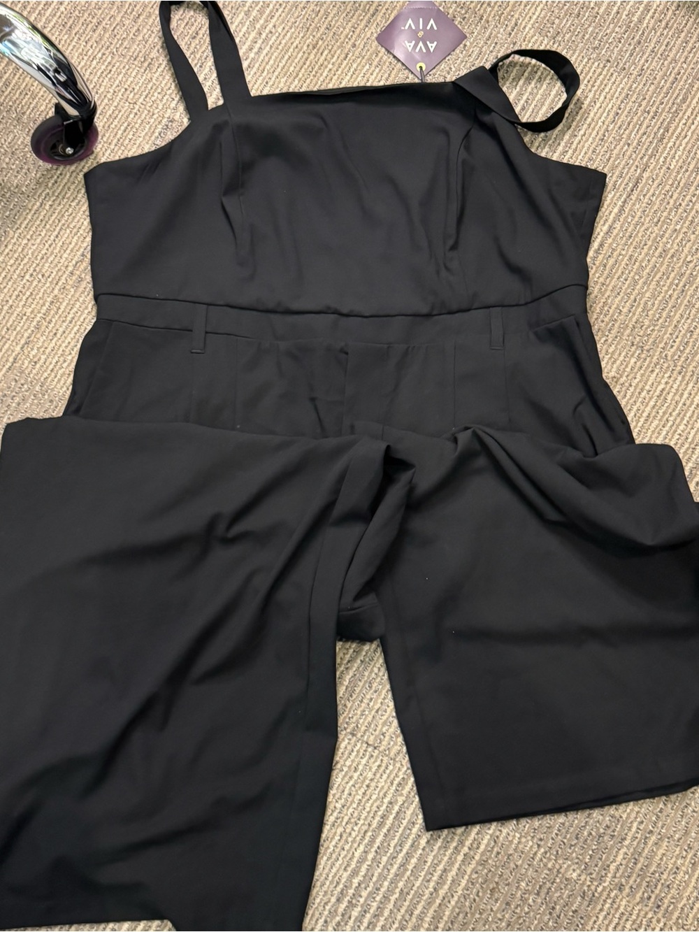 Ava & Viv Black Wide-Leg Strap Jumpsuit